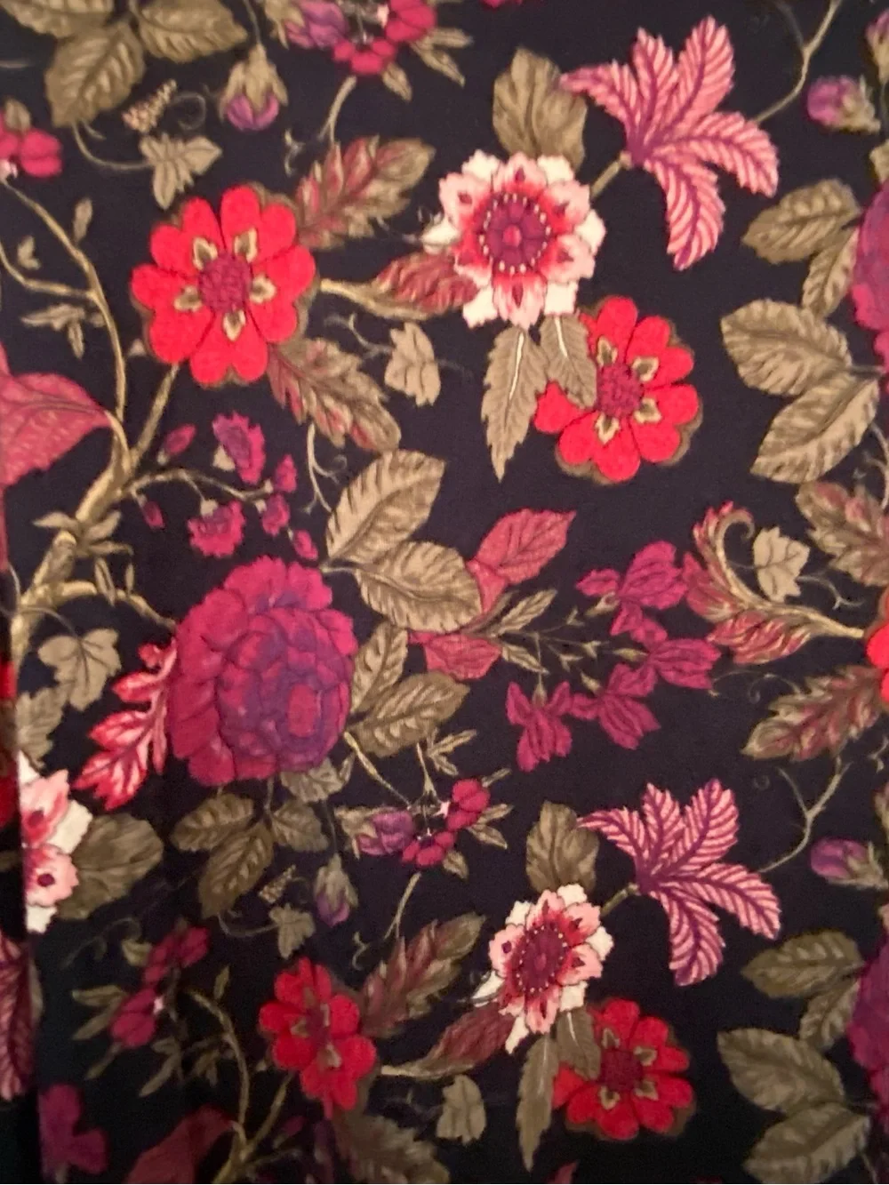 Khakis & Company Navy,Pink,Purple Floral Top ¾ Sleeves- Size Large New With Tags